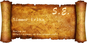 Simmer Erika névjegykártya